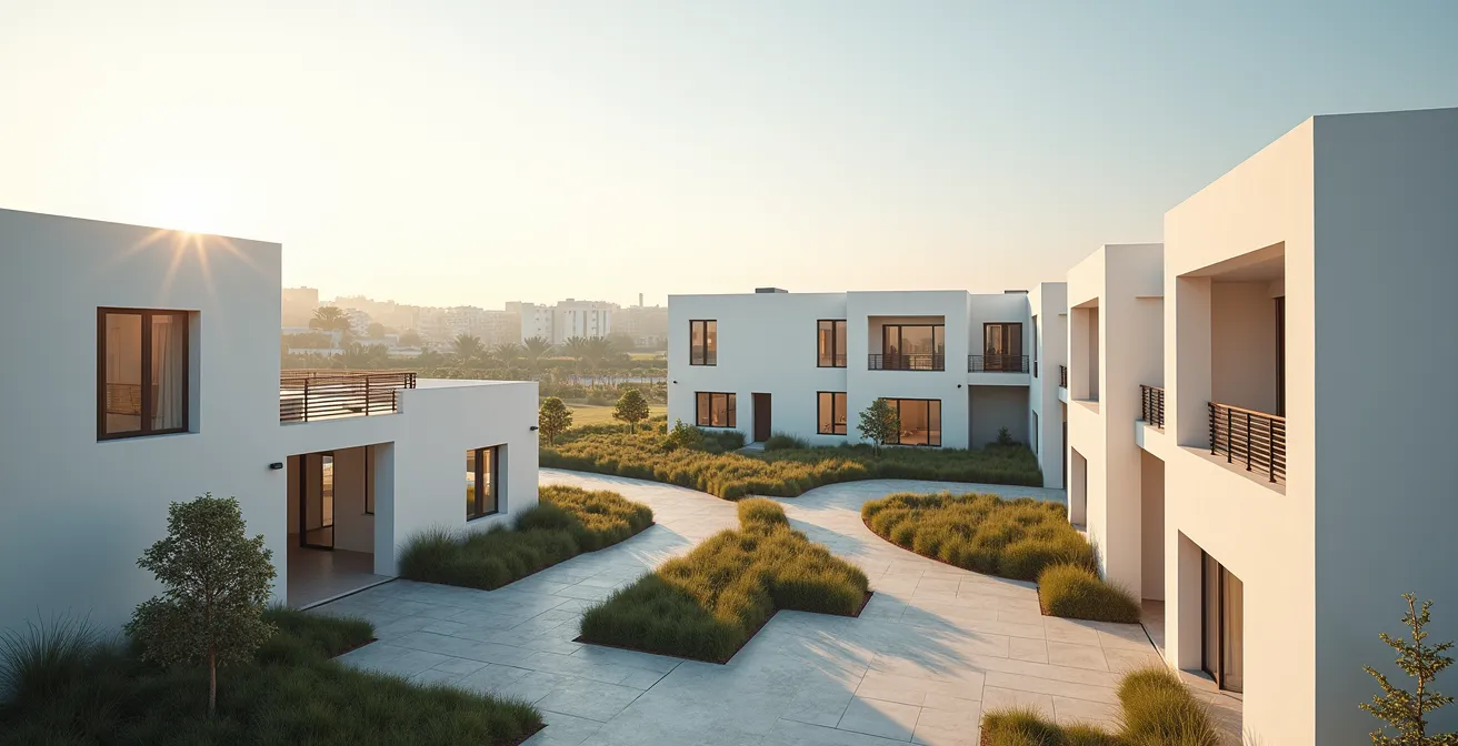 Vue d'ensemble d'une résidence senior avec différents espaces de services modulables