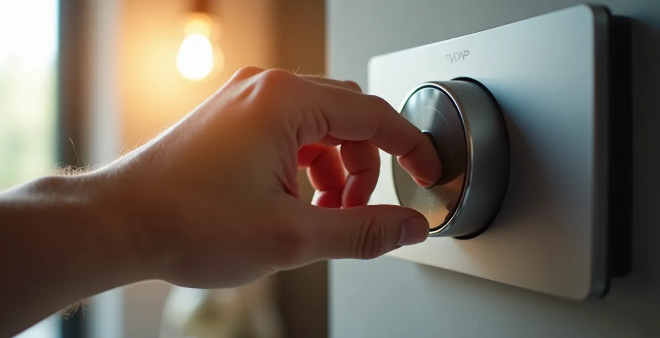 Axe Humain & Émotionnel : Main ajustant un thermostat moderne